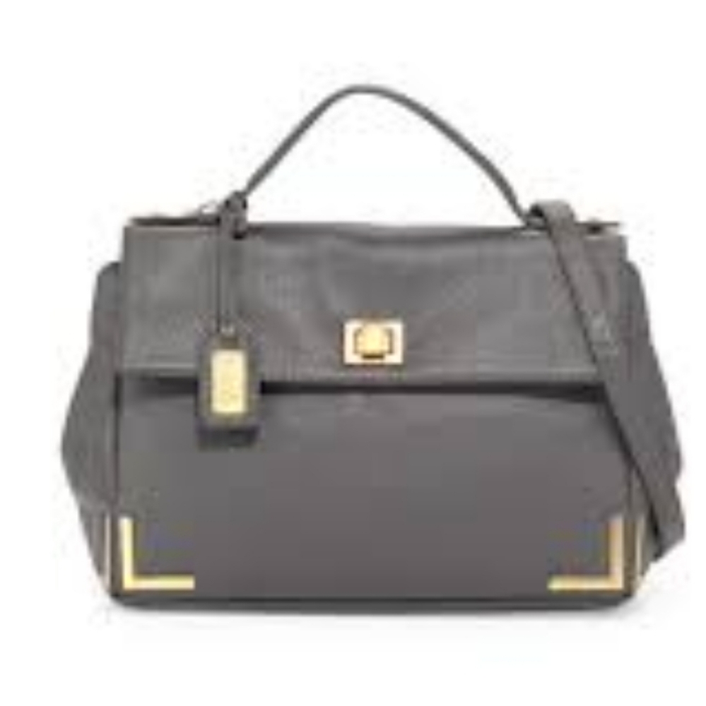 Badgley Mischka soft pebbled leather gray satchel, EUC